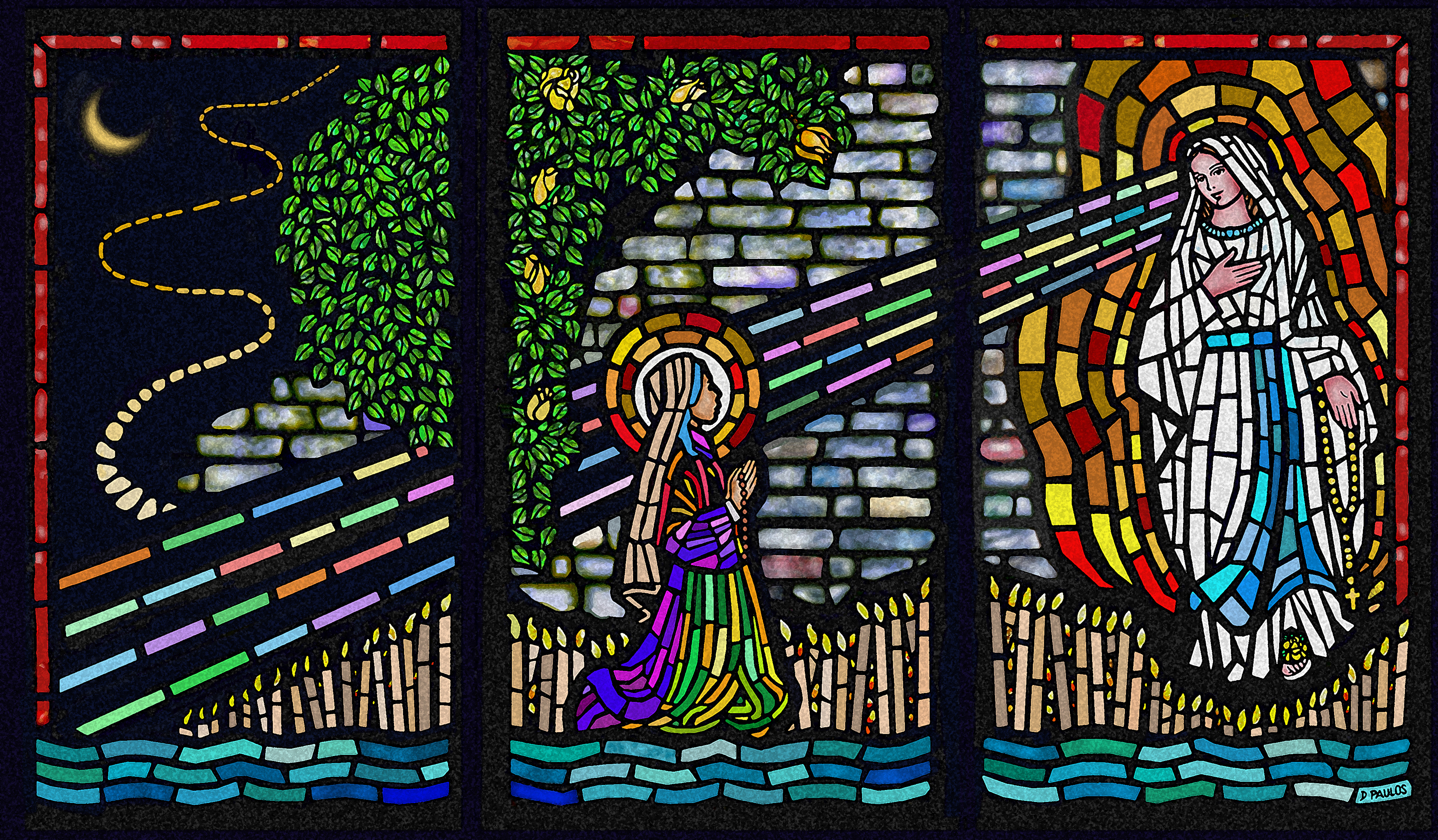 Bernadette Faceted Glass Window